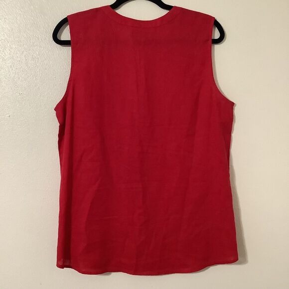 Dana Buchman Red Western Linen Blend Cowboy Prairie Sleeveless Button Up Shirt L - Picture 4 of 8